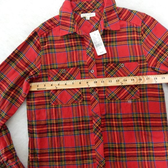 PacSun L.A Hearts Womens Plaid Long Sleeve Button Down Flannel Red Size XS - Picture 4 of 16